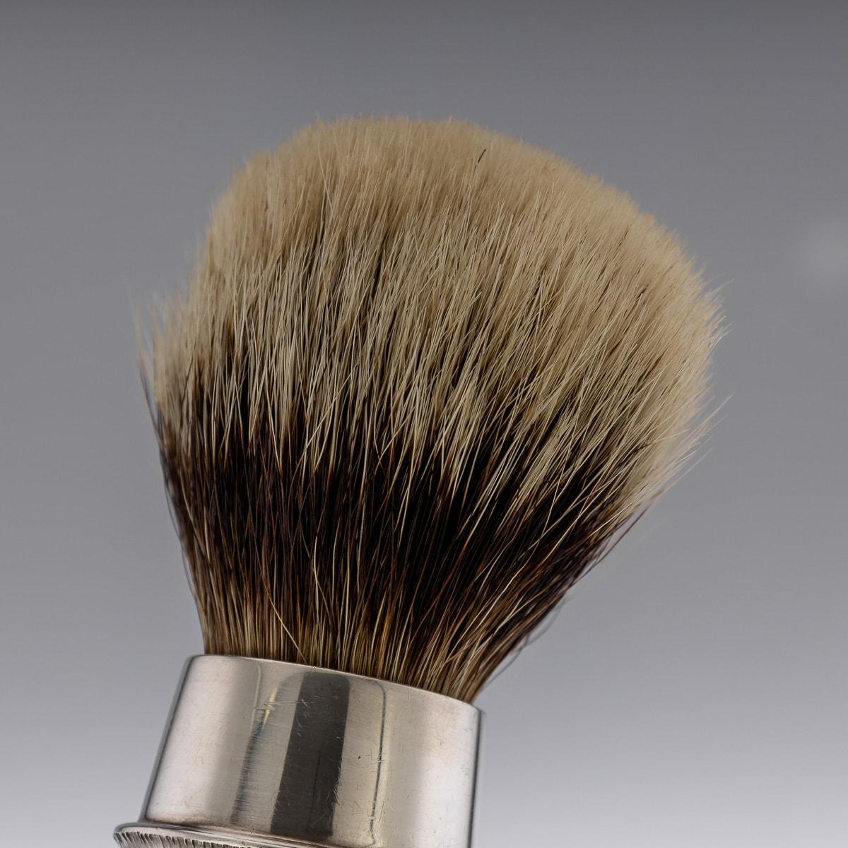 British 20th Century English Silver Shaving Brush & Stand, Christopher Lawrence, c.1976 For Sale