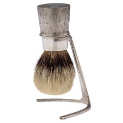 20th Century English Silver Shaving Brush & Stand, Christopher Lawrence, c.1976