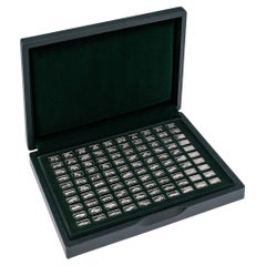 20th Century English Solid Silver "100 Greatest Cars" Cased Ingots & Book