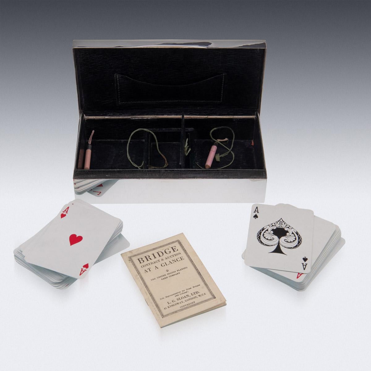 20th Century English Solid Silver Bridge Game Box, Mappin & Webb, c.1918 For Sale 6