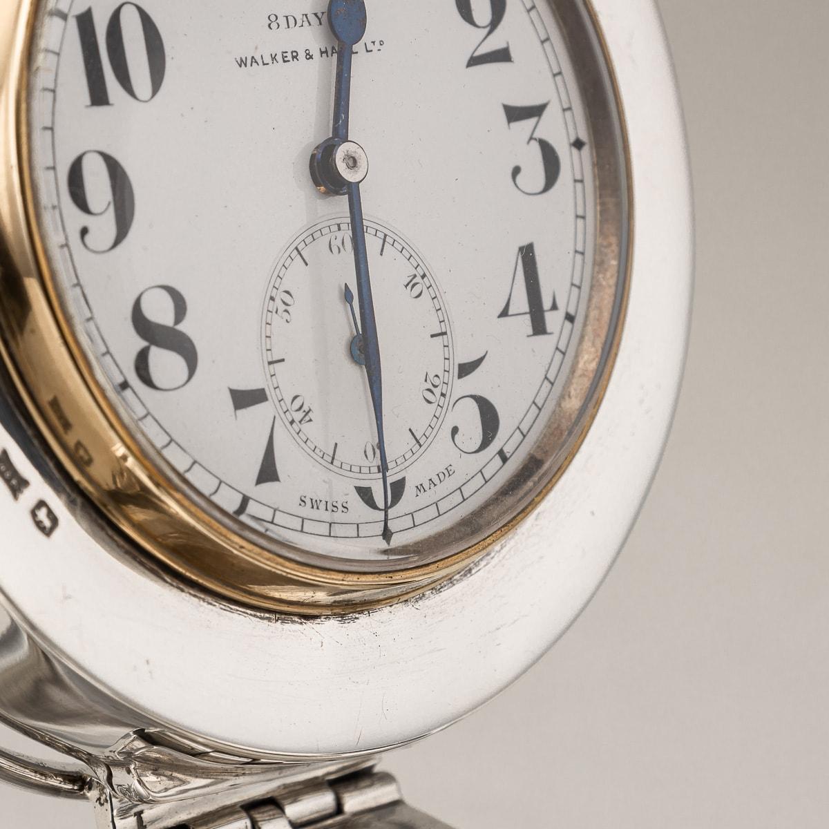 20th Century English Solid Silver Capstan Desk Clock & Inkwell, Sheffield c.1933 For Sale 11