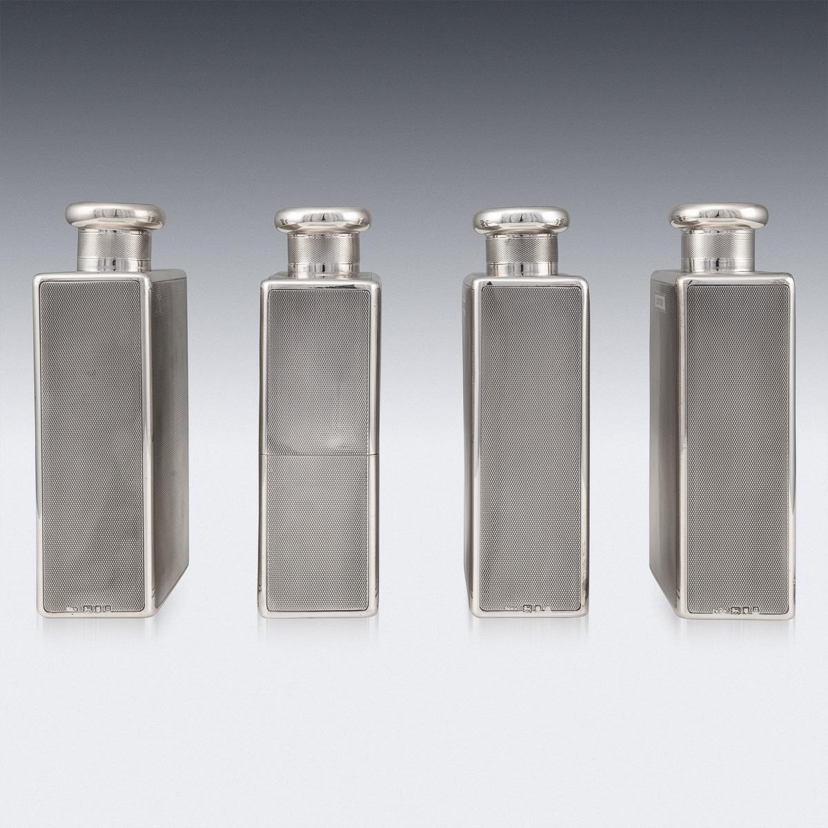 Art Deco 20th Century English Solid Silver Cased Perfume Bottles, London, c.1922