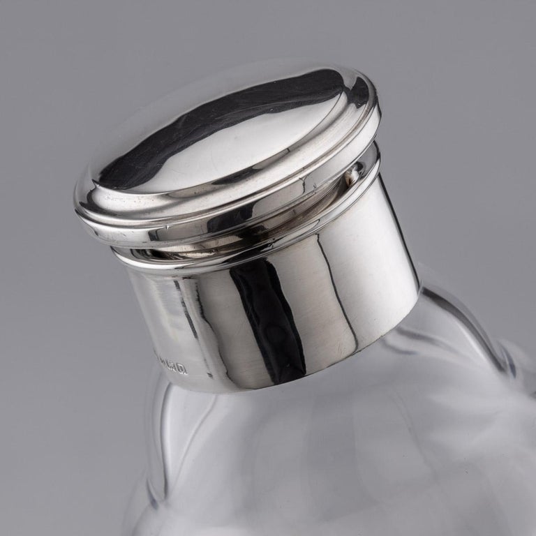 20th Century English Solid Silver & Glass Cocktail Shaker, c.1928 For Sale 3