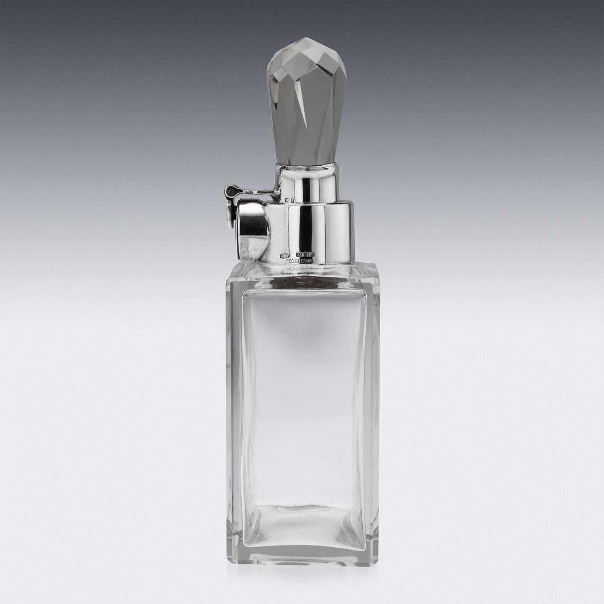 Art Deco 20th Century English Solid Silver & Glass Spirit Decanter, Tiffany & Co, c.1927