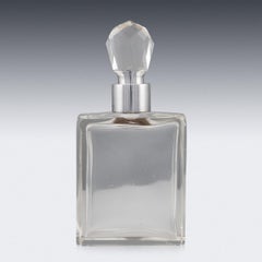 20th Century English Solid Silver & Glass Spirit Decanter with Lock & Key c.1923
