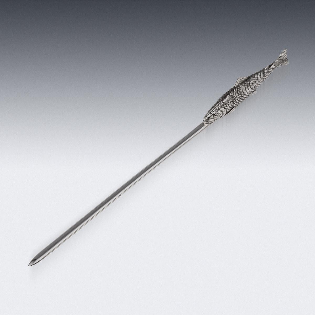 Sterling Silver 20th Century English Solid Silver Letter Opener In The Form Of A Trout Fish For Sale