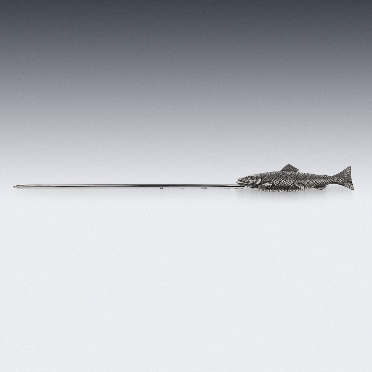 20. Jahrhundert Englisch massivem Silber Brieföffner in der Form einer Forelle Fisch im Angebot 1