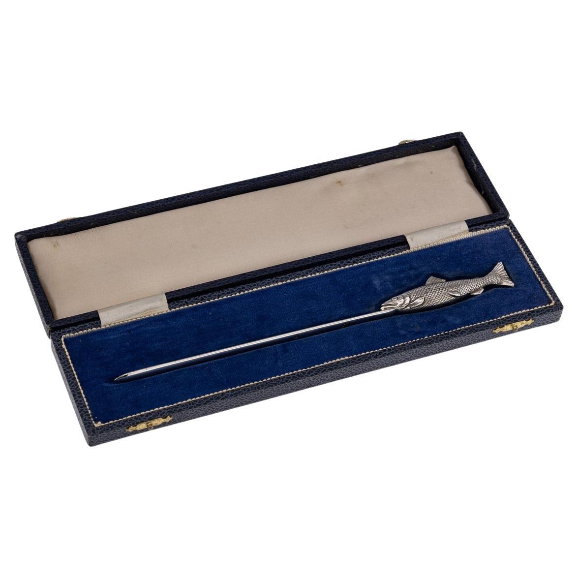 20th Century English Solid Silver Letter Opener In The Form Of A Trout Fish