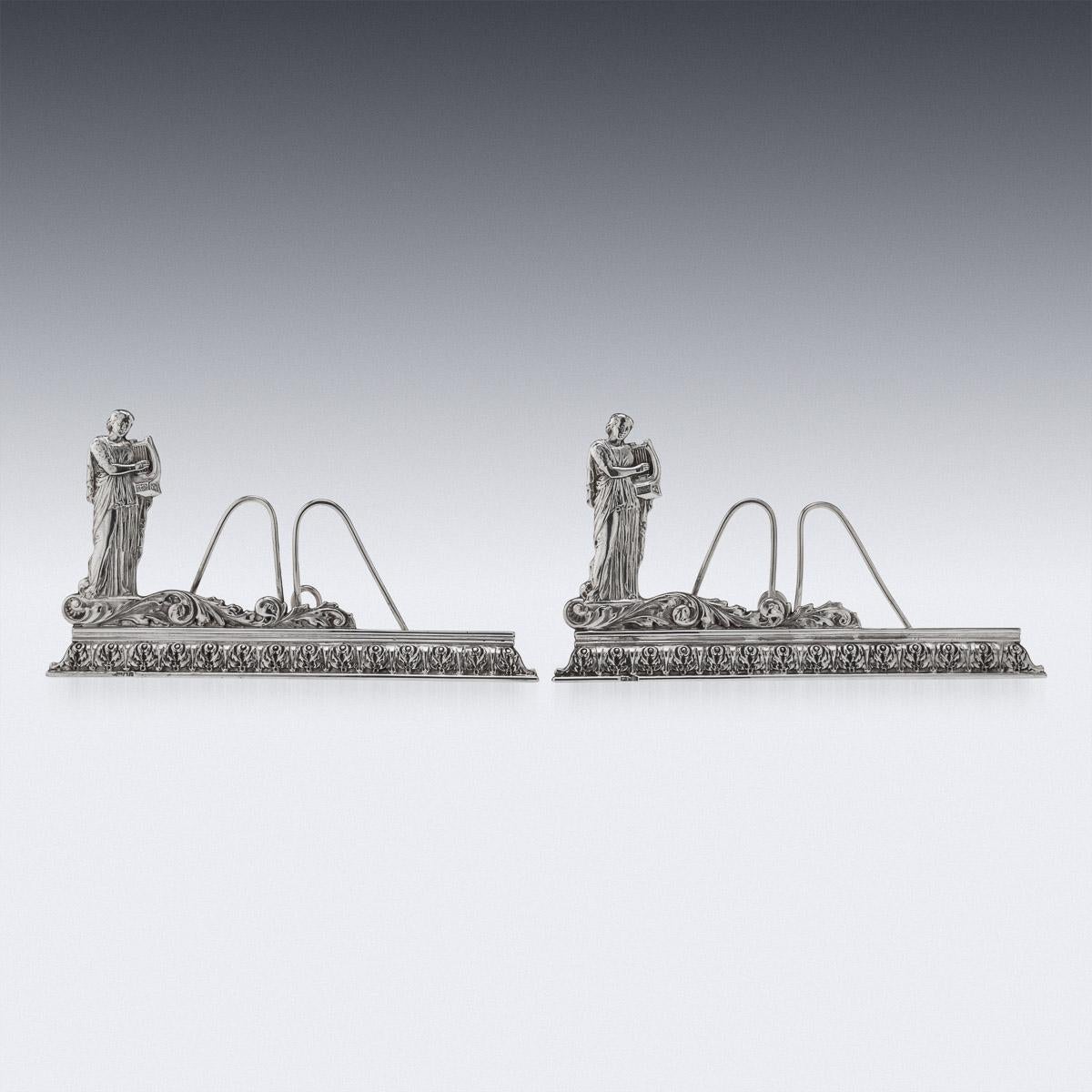 British 20th Century English Solid Silver Music Sheet Stands, Carrington & Co, c.1910 For Sale