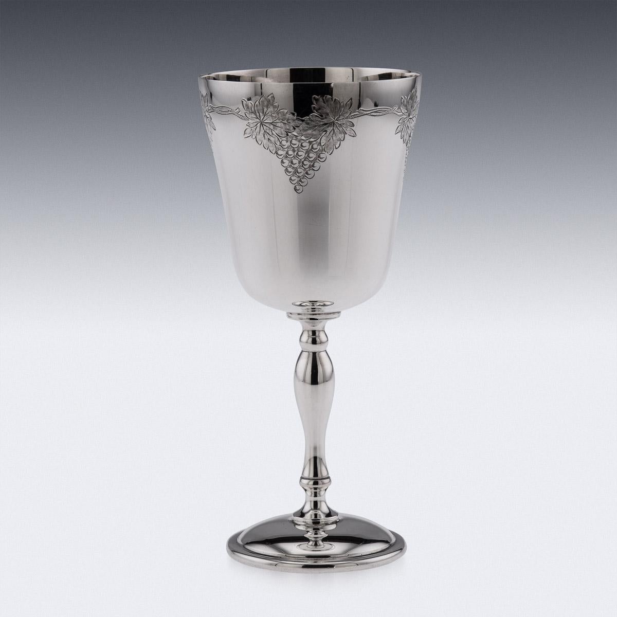20th Century English Solid Silver Set of 6 Wine Goblets, Birmingham, C.1968 In Good Condition In Royal Tunbridge Wells, Kent