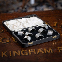 20th Century English Solid Silver Set Of Eight Napkin Rings, Viner's Ltd c.1961