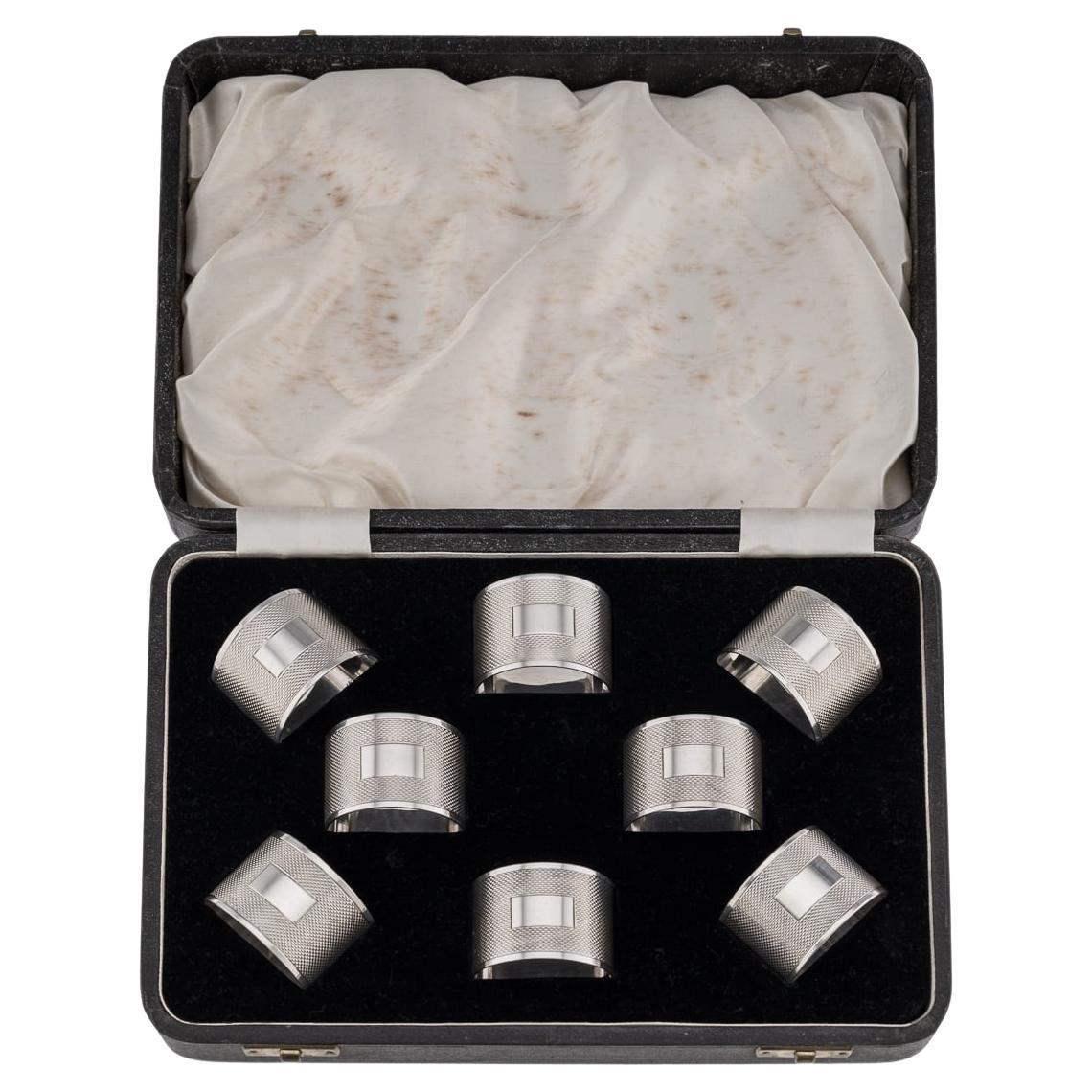 Set di otto portatovaglioli in argento massiccio del XX secolo, Viner's Ltd c.1961