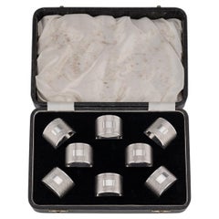 20th Century English Solid Silver Set Of Eight Napkin Rings, Viner's Ltd c.1961