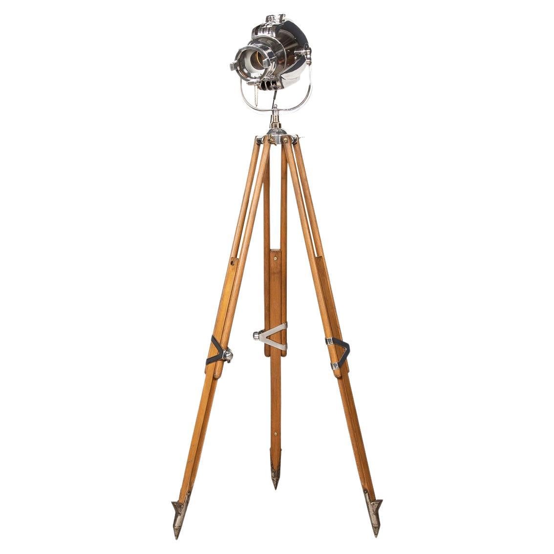 20th Century English "Strand Electric" Theatre Lamp On A Tripod Stand