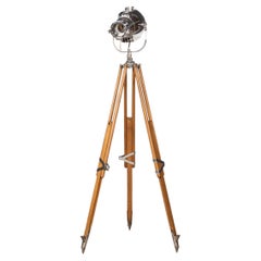 Vintage 20th Century English "Strand Electric" Theatre Lamp On A Tripod Stand