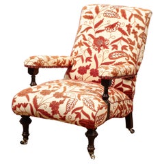 20th Century English Style Red/Orange and Cream Needlework Armchair by Lee Jofa