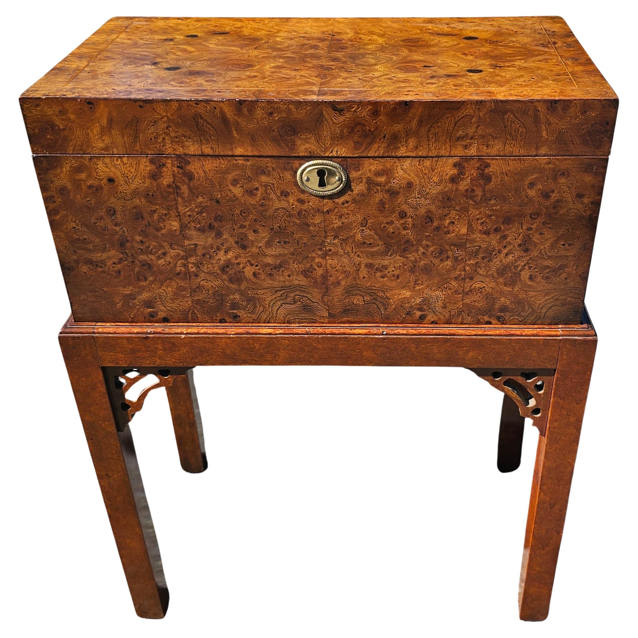 20th Century English Style Yew Wood Chest on Stand For Sale