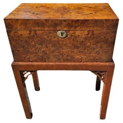 20th Century English Style Yew Wood Chest on Stand