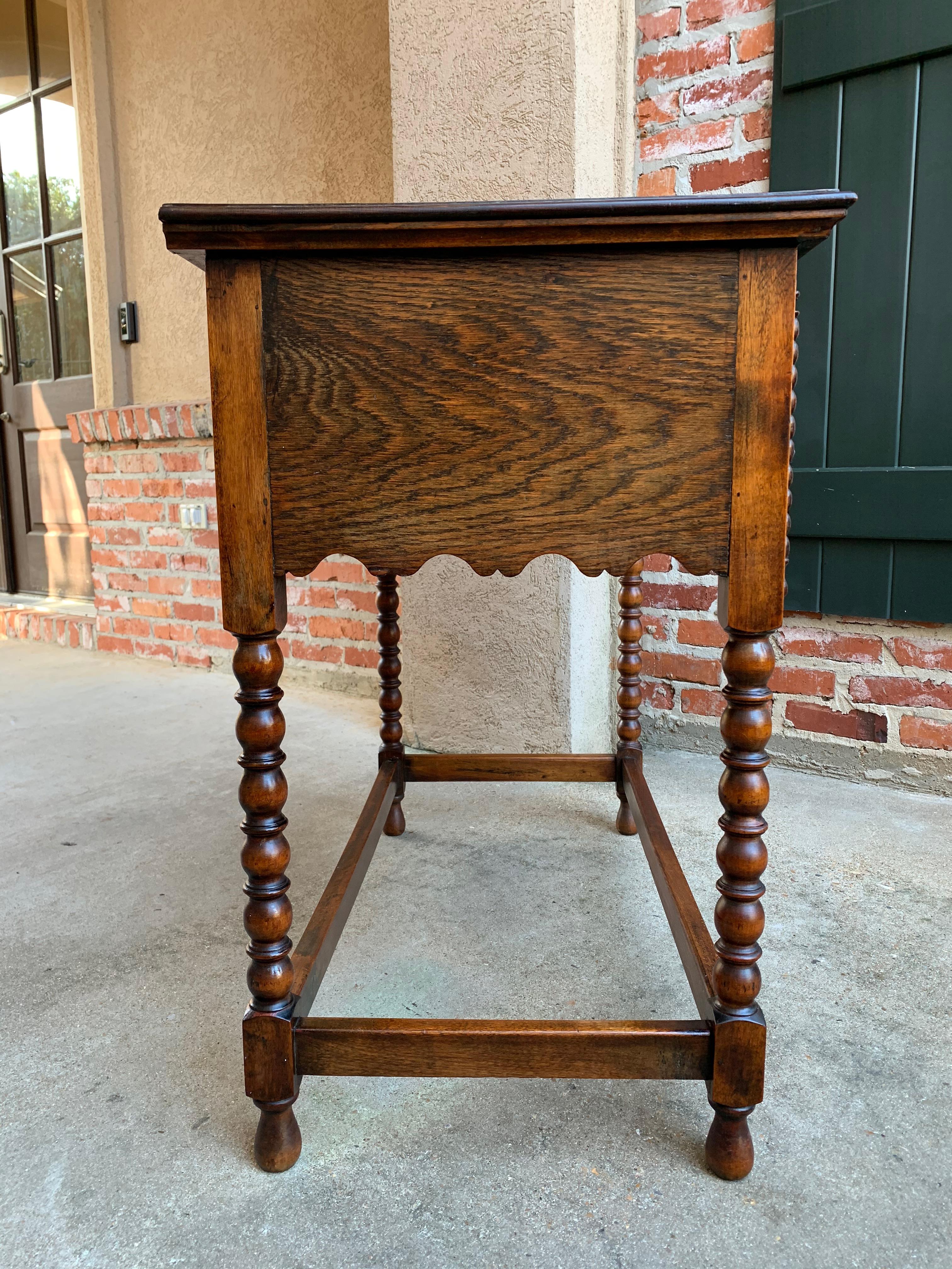 20th Century English Tiger Carved Oak Hall Sofa Table Jacobean Style Brass 7