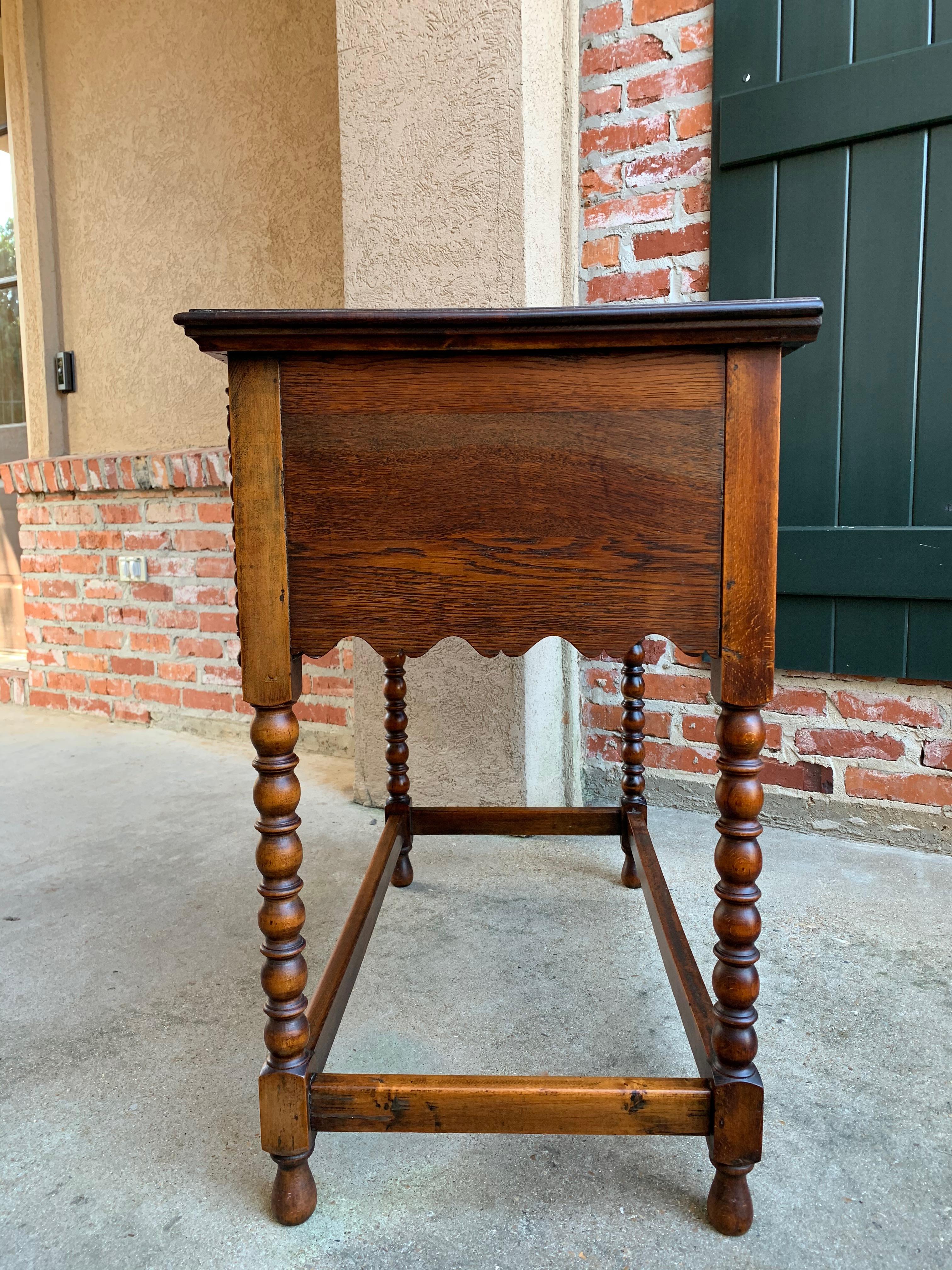 20th Century English Tiger Carved Oak Hall Sofa Table Jacobean Style Brass 8