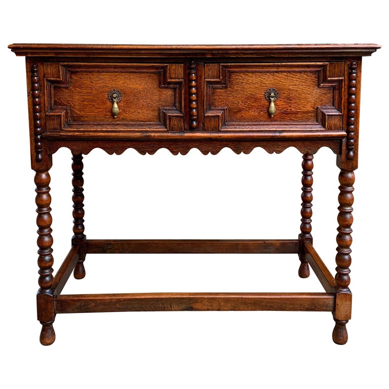 20th Century English Tiger Carved Oak Hall Sofa Table ...