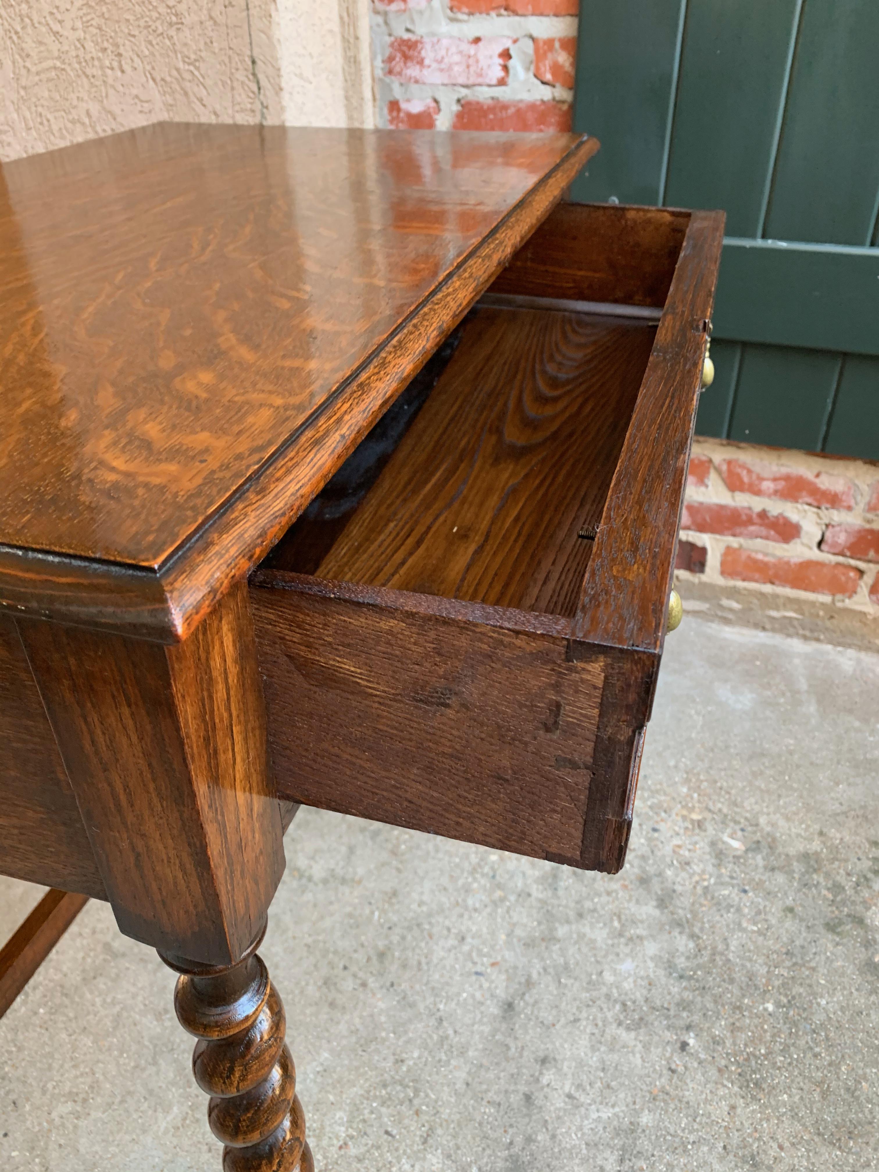 20th Century English Tiger Oak Barley Twist Hall Sofa Table Desk Jacobean Style 8