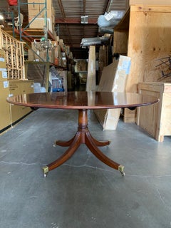 20th Century English Tilt-Top Round Pedestal Dining Table