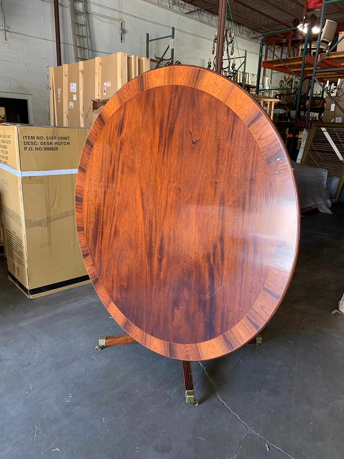20th Century English Tilt-Top Round Pedestal Dining Table 1