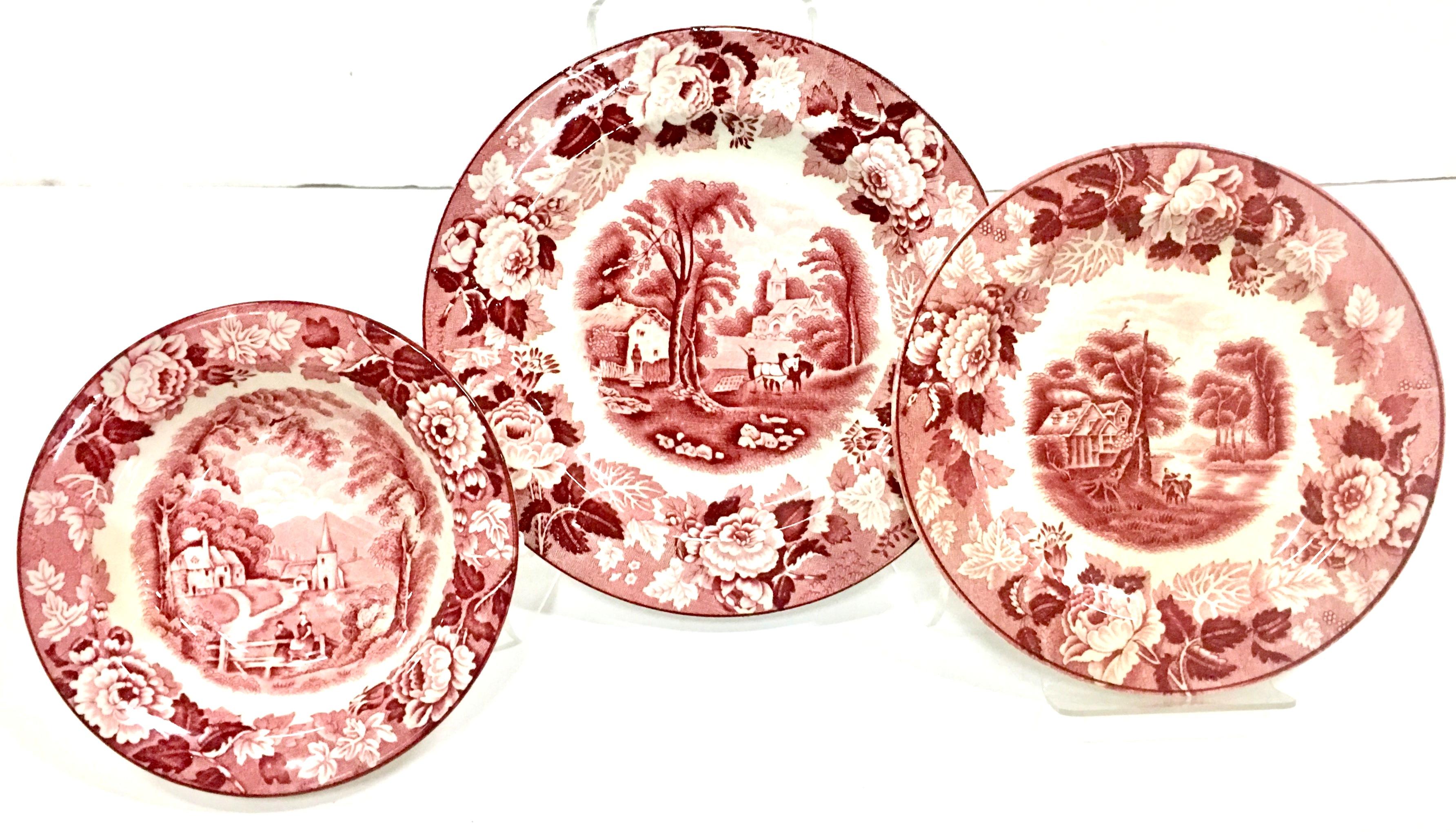 20th Century English ceramic transferware pink 