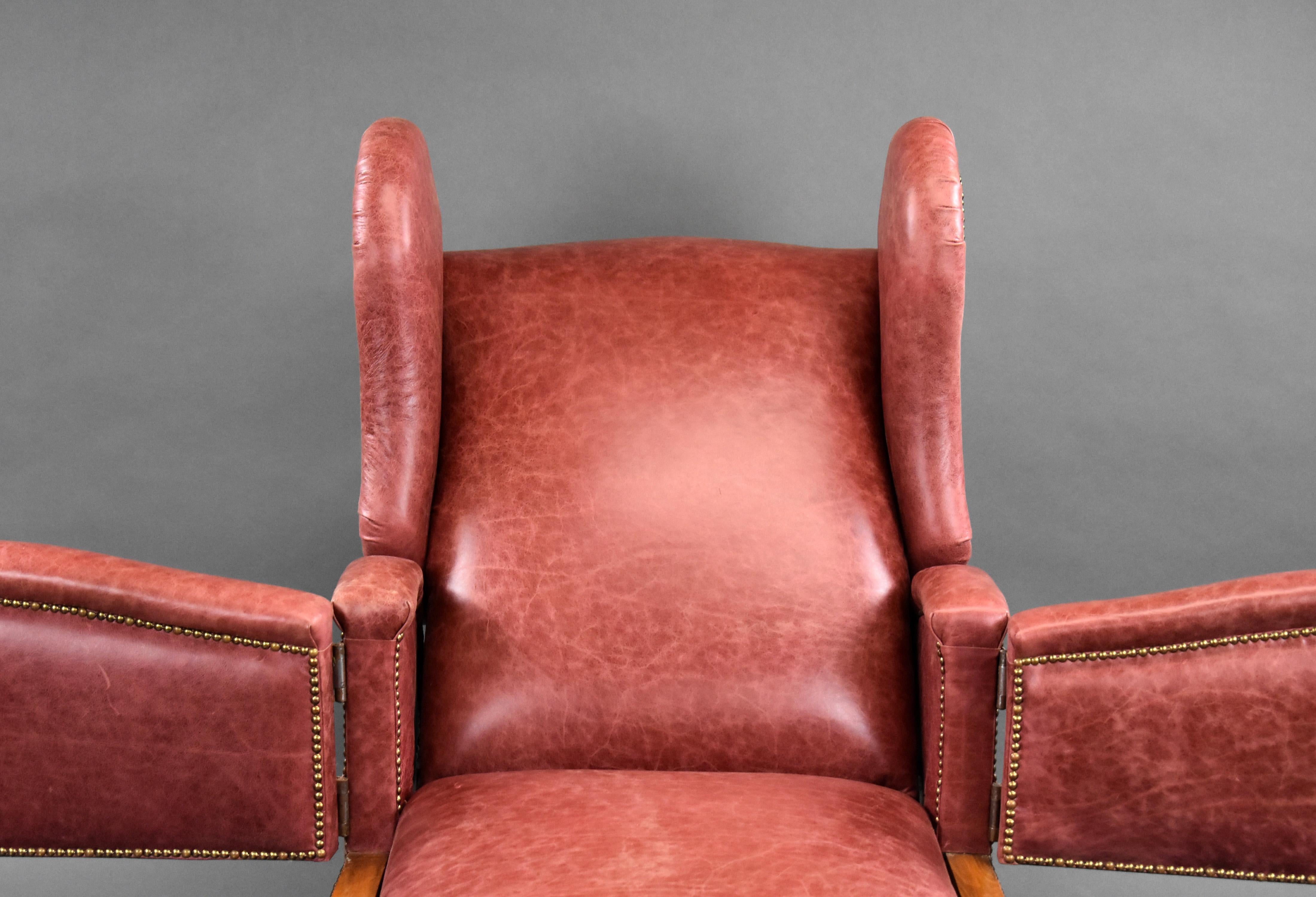 20th Century English Victorian Reclining Leather Chair 7