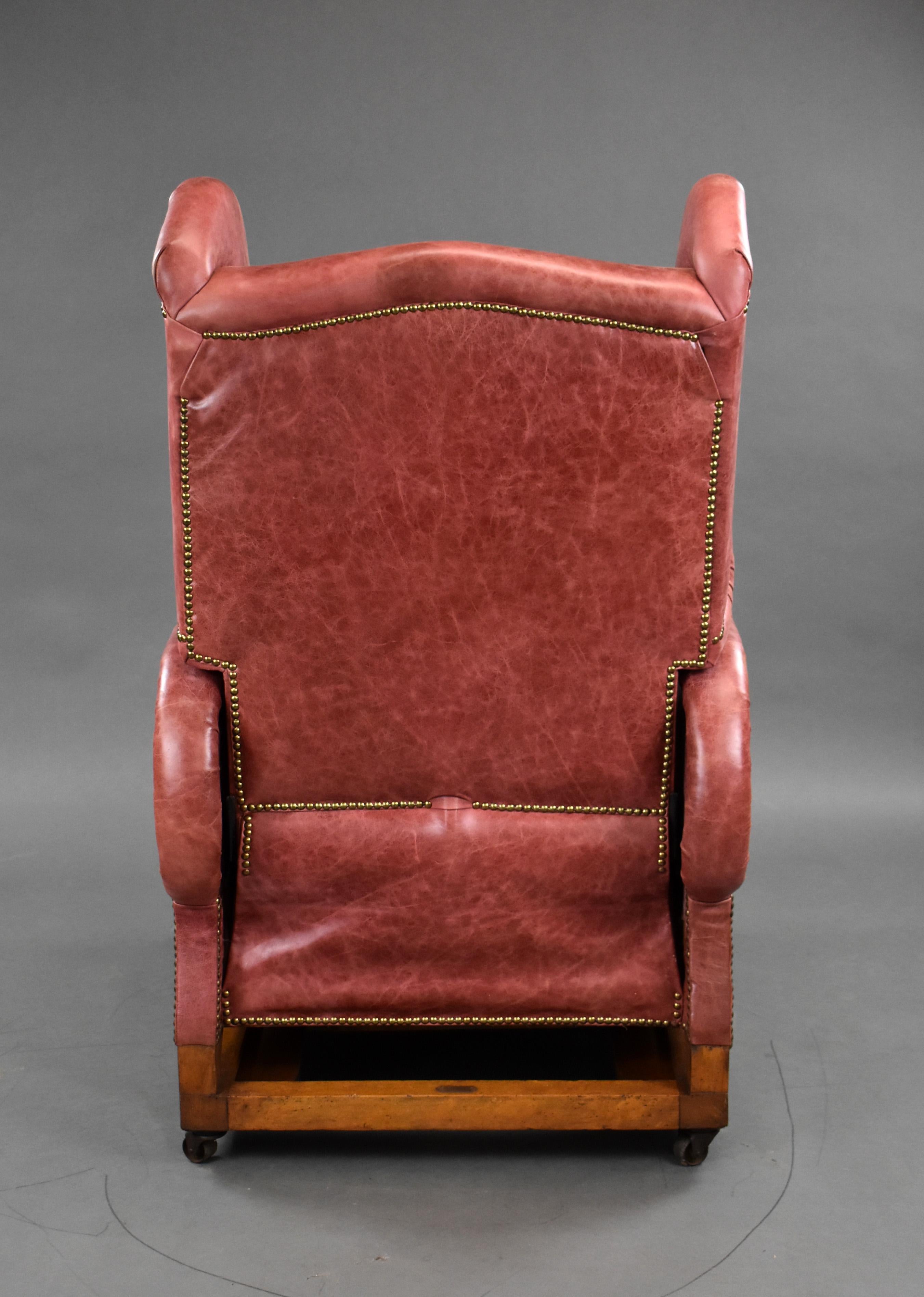 20th Century English Victorian Reclining Leather Chair 12