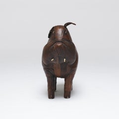 20th Century English Vintage Bulldog Footstool in Leather by Dimitri Omersa