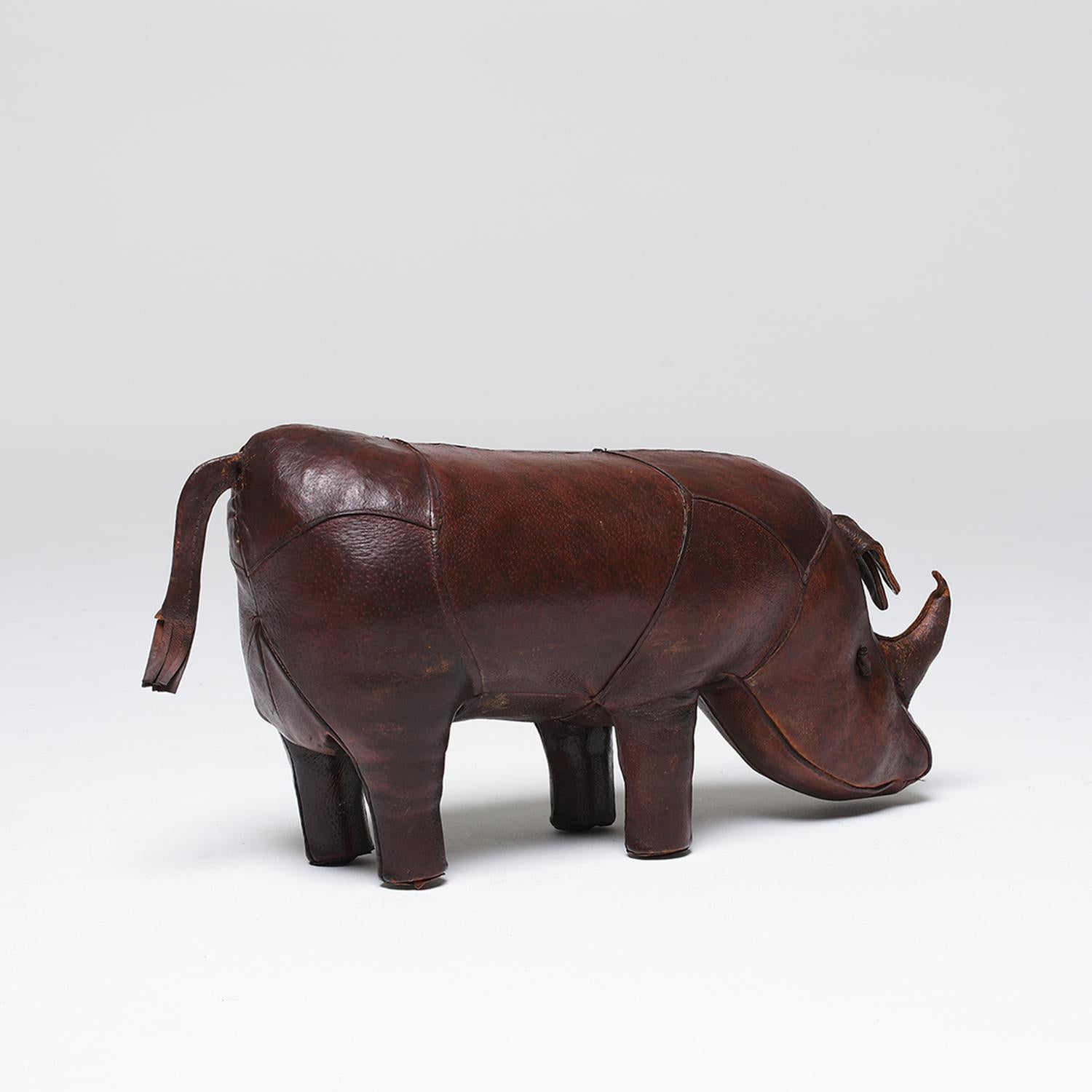 20th Century English Vintage Leather Rhinoceros Footstool by Dimitri Omersa For Sale 3