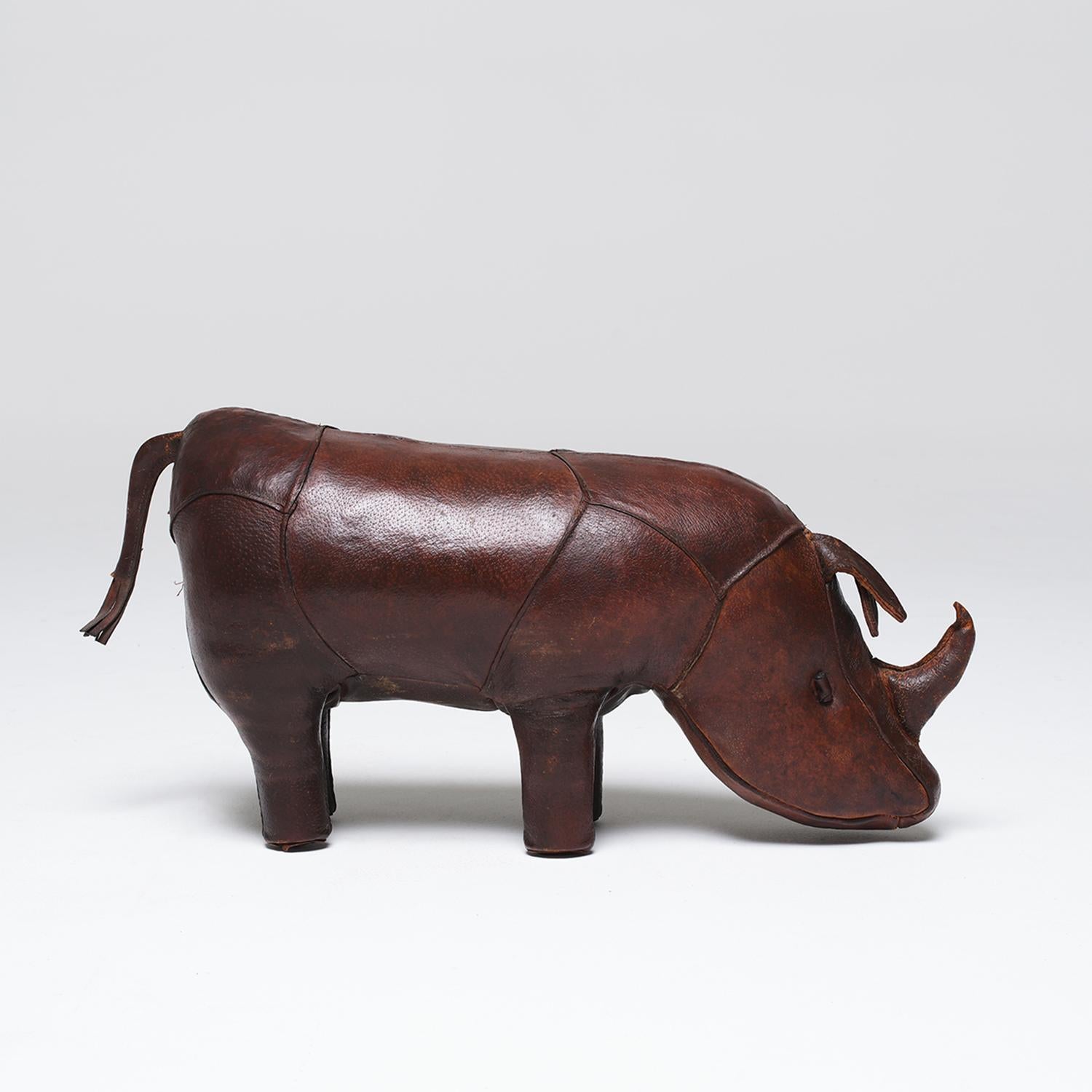 20th Century English Vintage Leather Rhinoceros Footstool by Dimitri Omersa For Sale 5