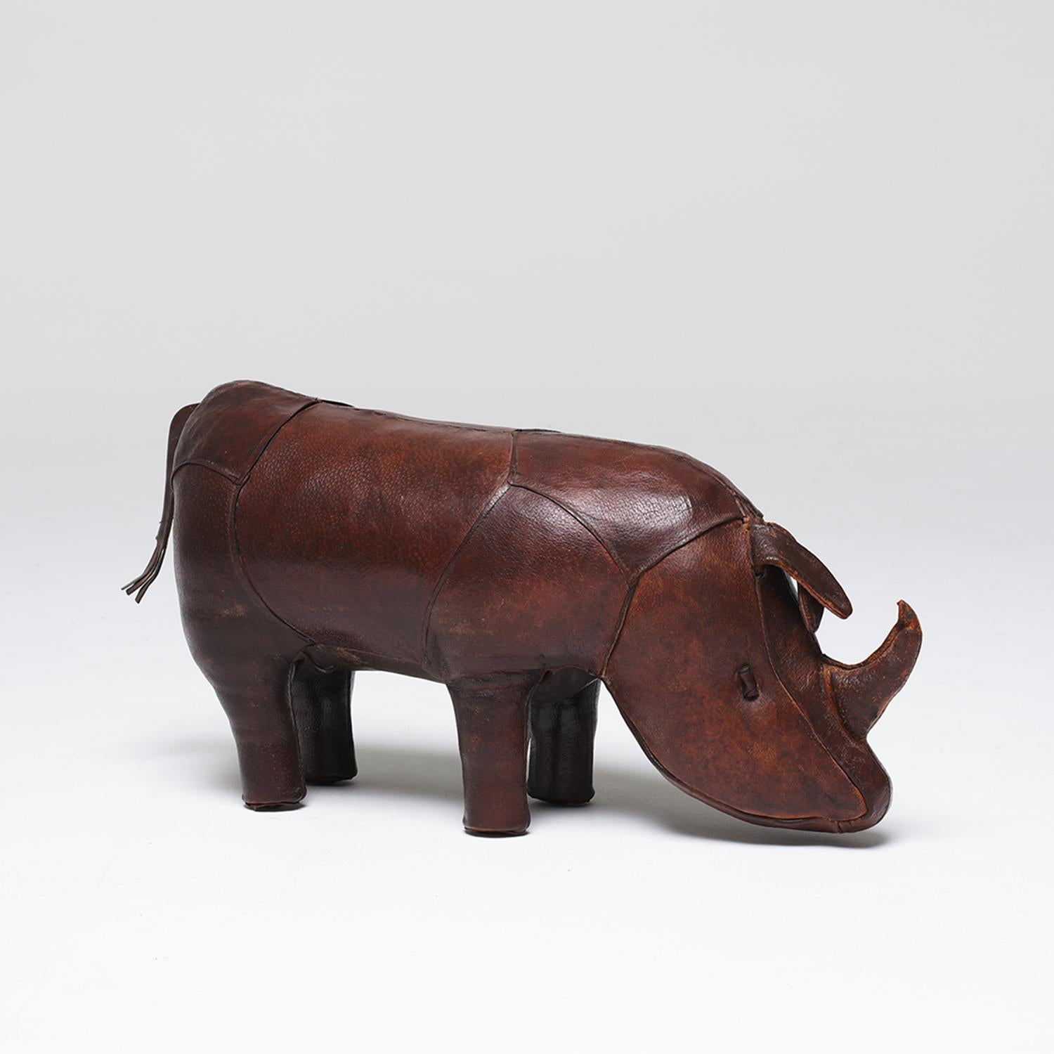20th Century English Vintage Leather Rhinoceros Footstool by Dimitri Omersa For Sale 8