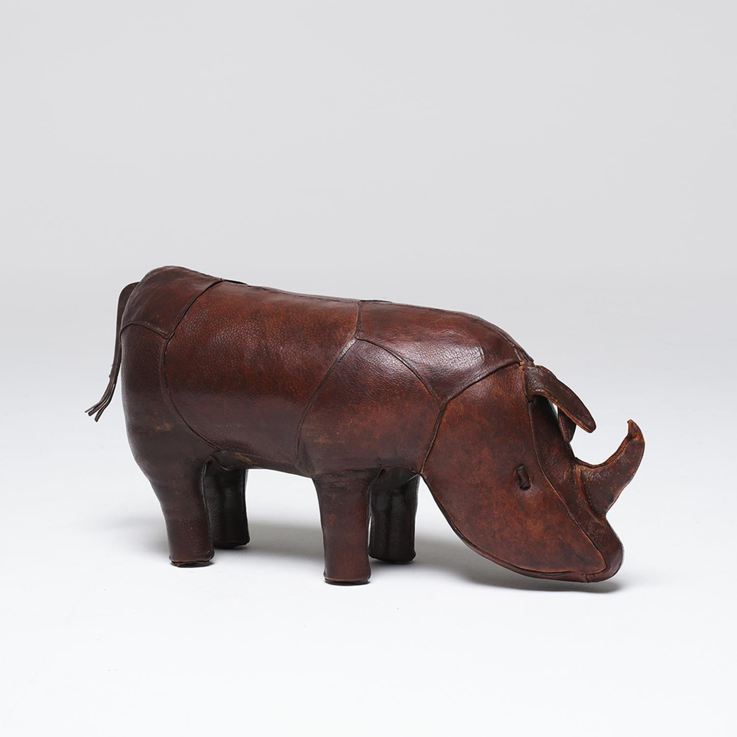 20th Century English Vintage Leather Rhinoceros Footstool by Dimitri Omersa For Sale 6