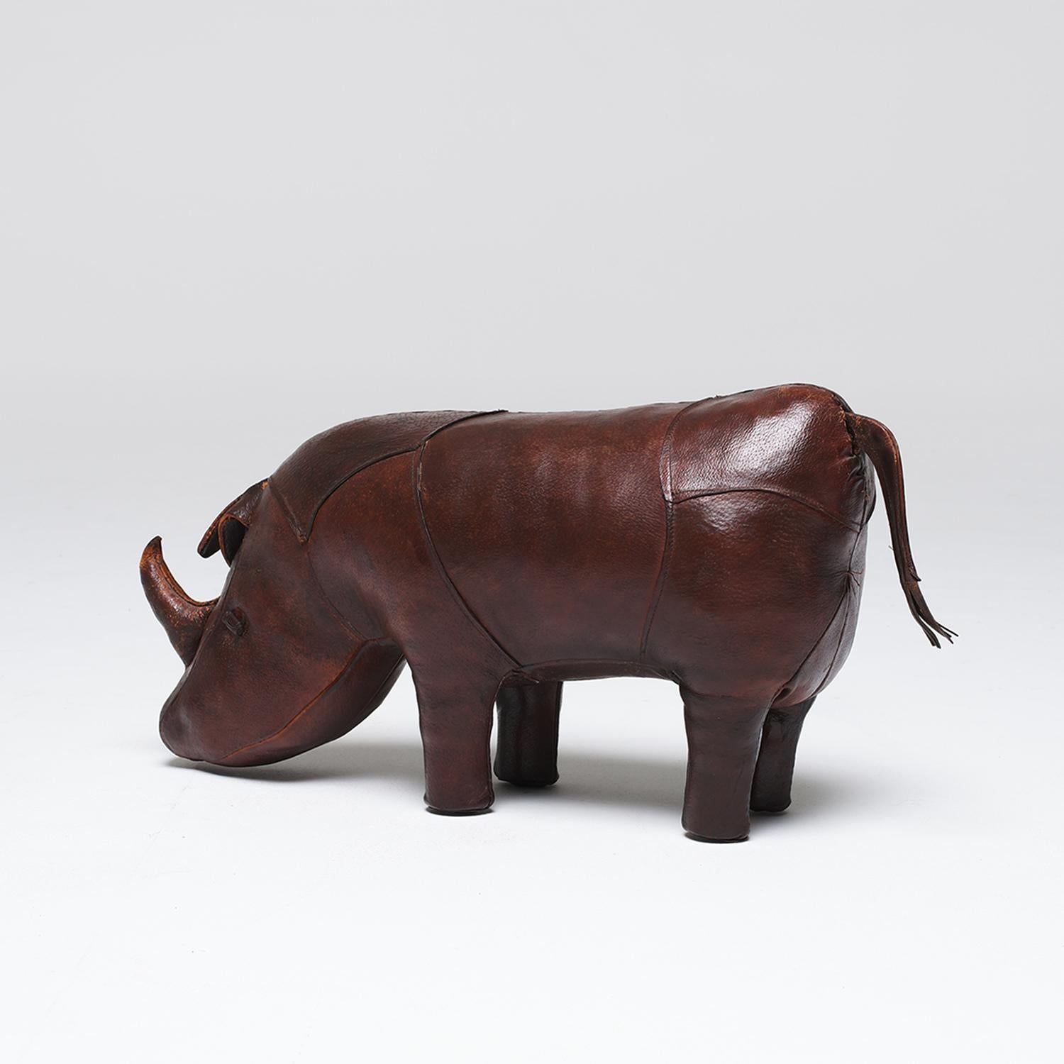 20th Century English Vintage Leather Rhinoceros Footstool by Dimitri Omersa For Sale 1