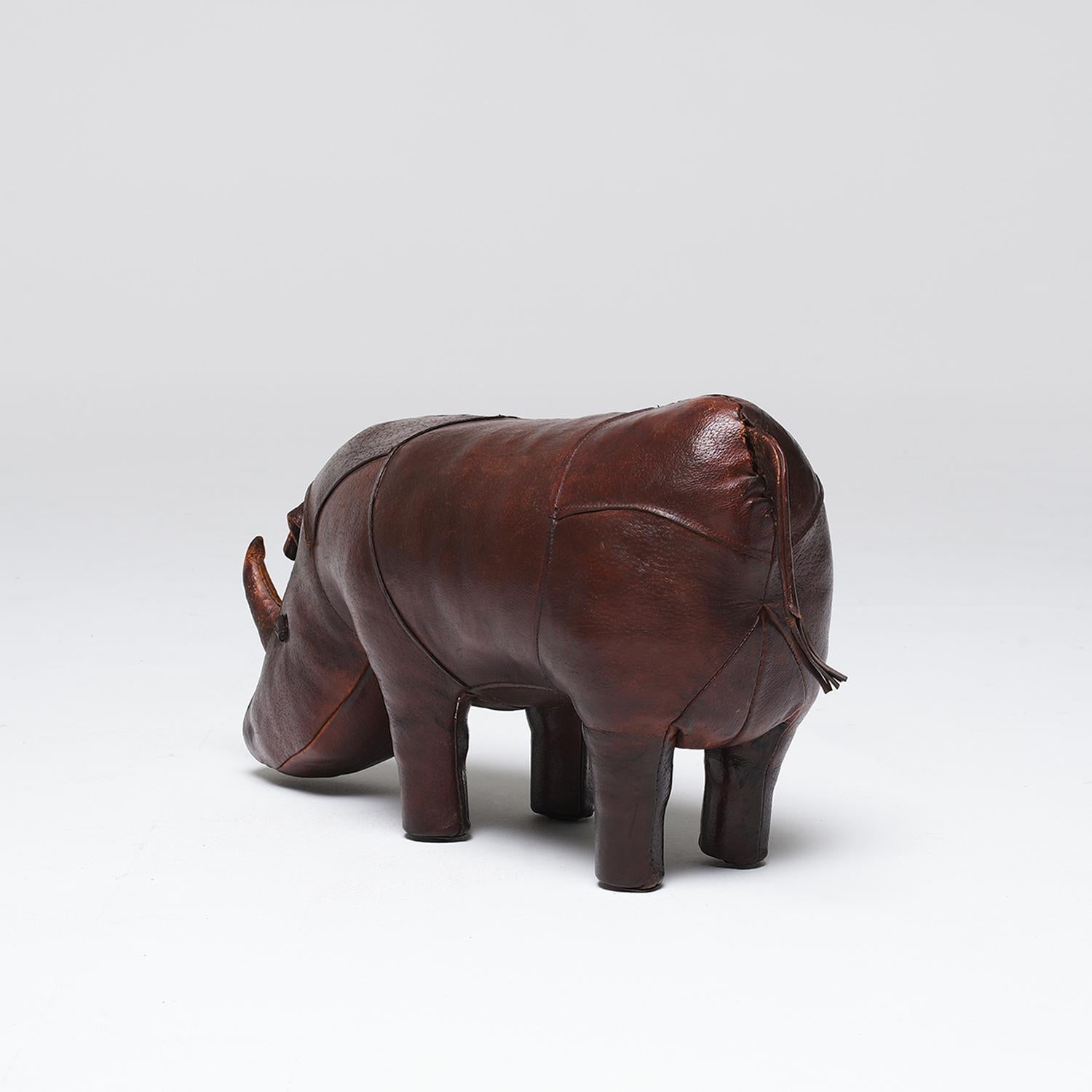20th Century English Vintage Leather Rhinoceros Footstool by Dimitri Omersa In Good Condition For Sale In West Palm Beach, FL