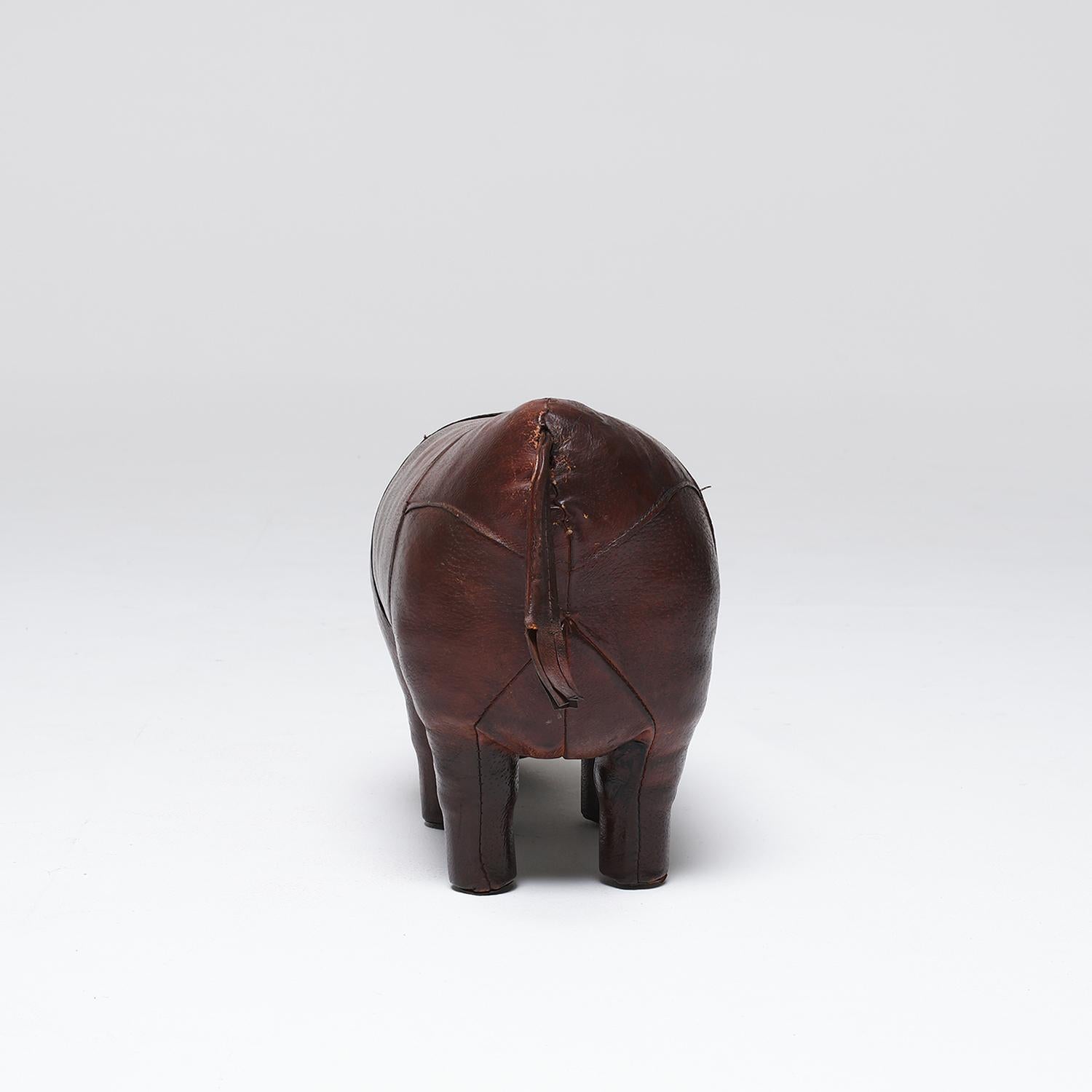 20th Century English Vintage Leather Rhinoceros Footstool by Dimitri Omersa For Sale 3