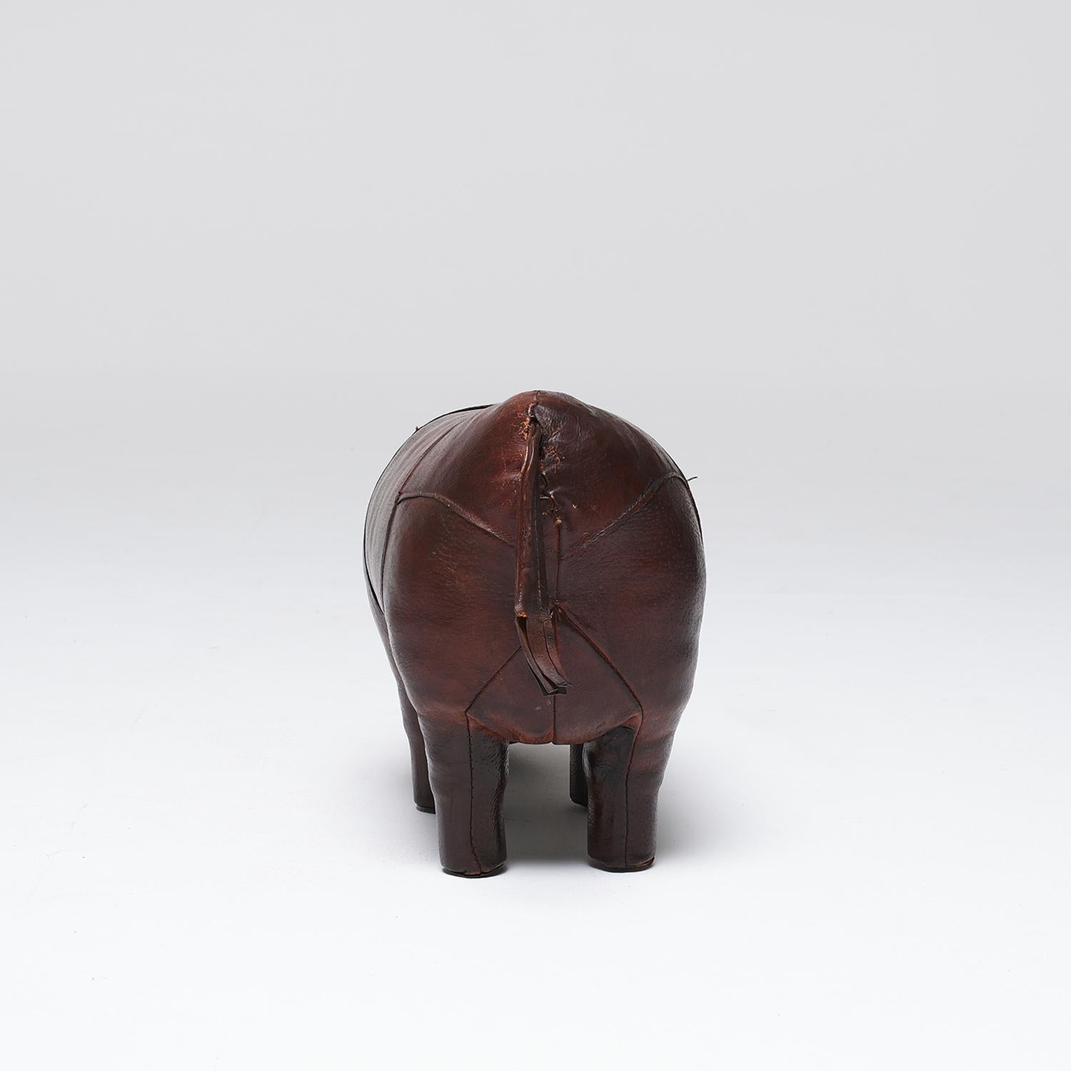 20th Century English Vintage Leather Rhinoceros Footstool by Dimitri Omersa For Sale 1