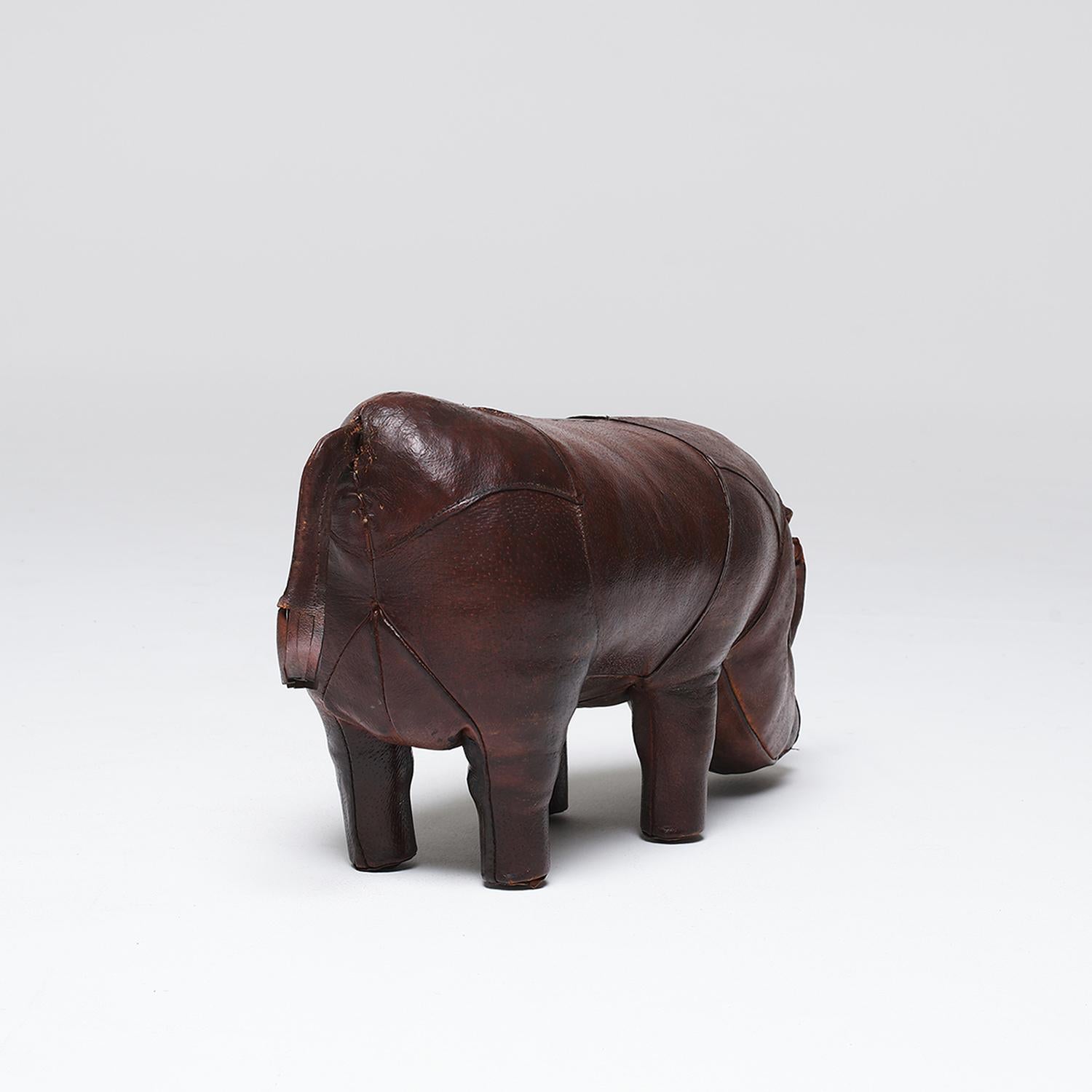 20th Century English Vintage Leather Rhinoceros Footstool by Dimitri Omersa For Sale 2