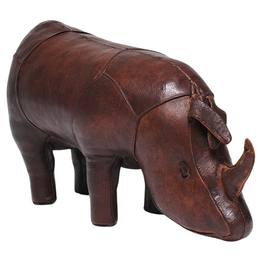 20th Century English Vintage Leather Rhinoceros Footstool by Dimitri Omersa For Sale