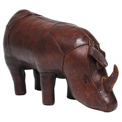 20th Century English Vintage Leather Rhinoceros Footstool by Dimitri Omersa