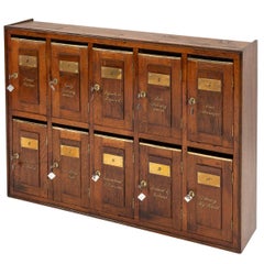 20th Century English Wall Mounted Oak Indoor Post Box, circa 1930