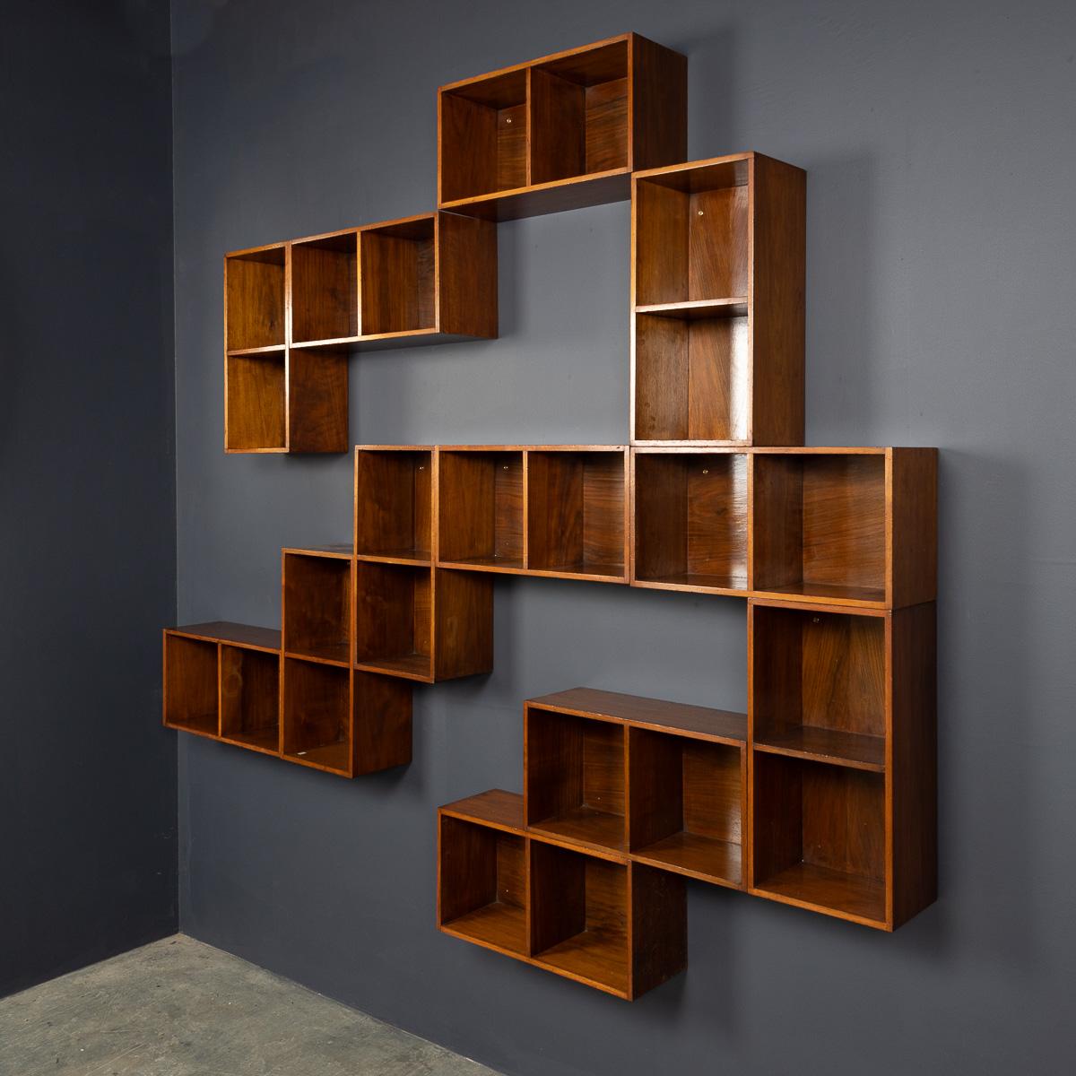 Other 20th Century English Walnut Modular Shelving Boxes By Unix c.1960 For Sale