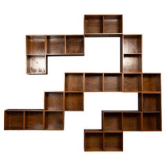 20th Century English Walnut Modular Shelving Boxes By Unix c.1960