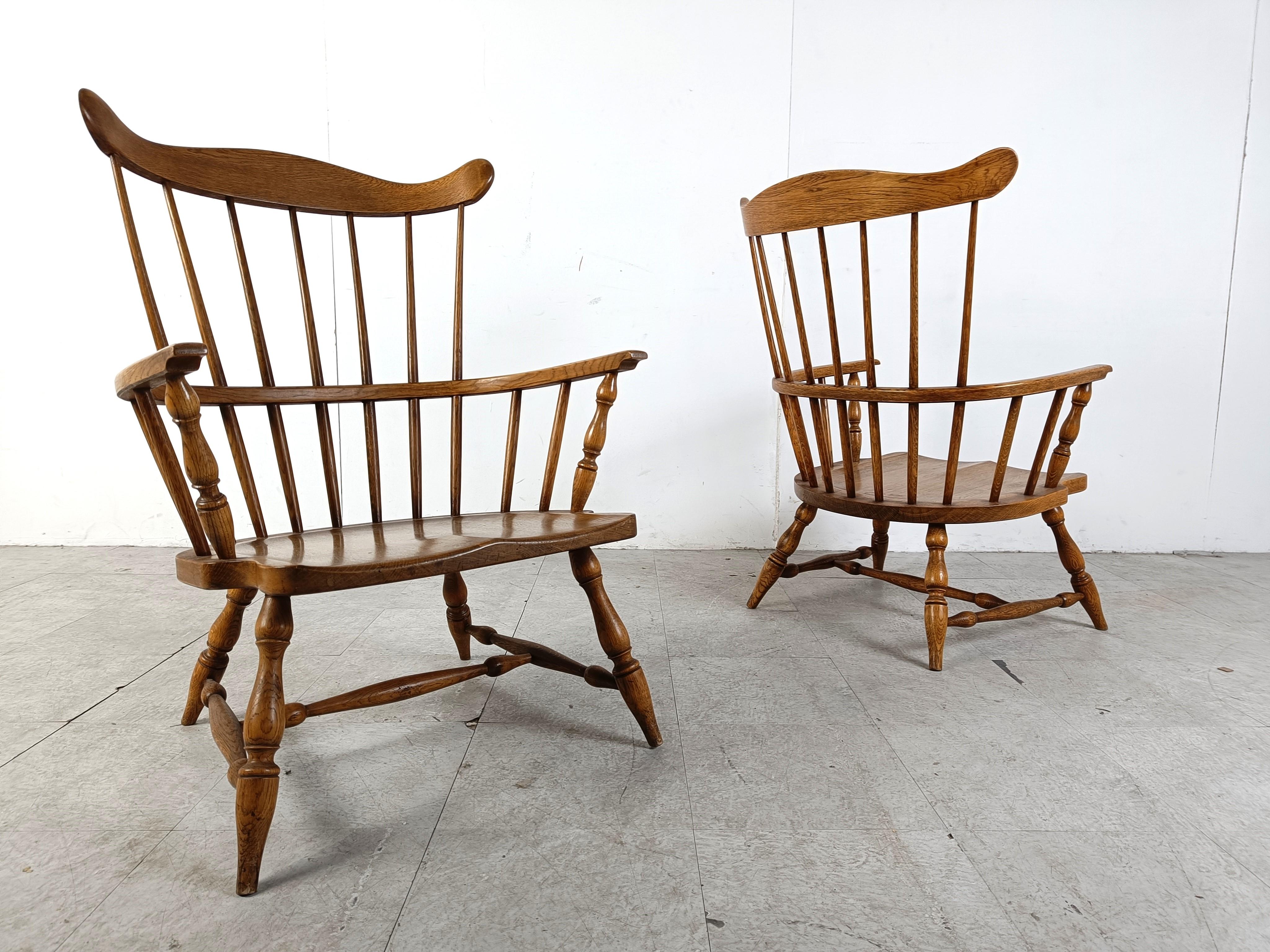 20th century English Windsor armchairs, set of 2 2