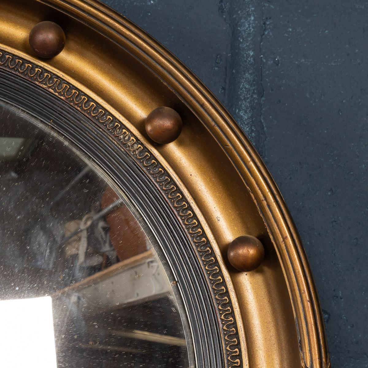 20th Century English Wood & Plaster Framed Convex Mirror For Sale 6