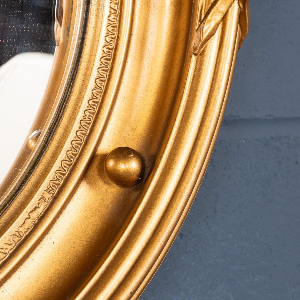 20th Century English Wood & Plaster Framed Convex Mirror 10