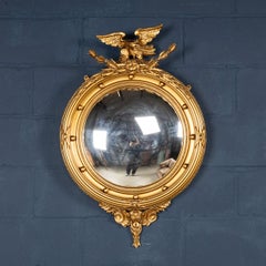 20th Century English Wood & Plaster Framed Convex Mirror